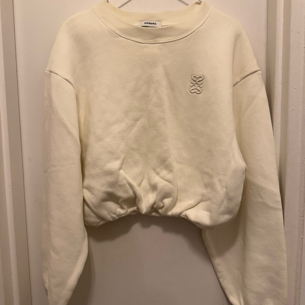 Sandro Cream Cropped Sweatshirt